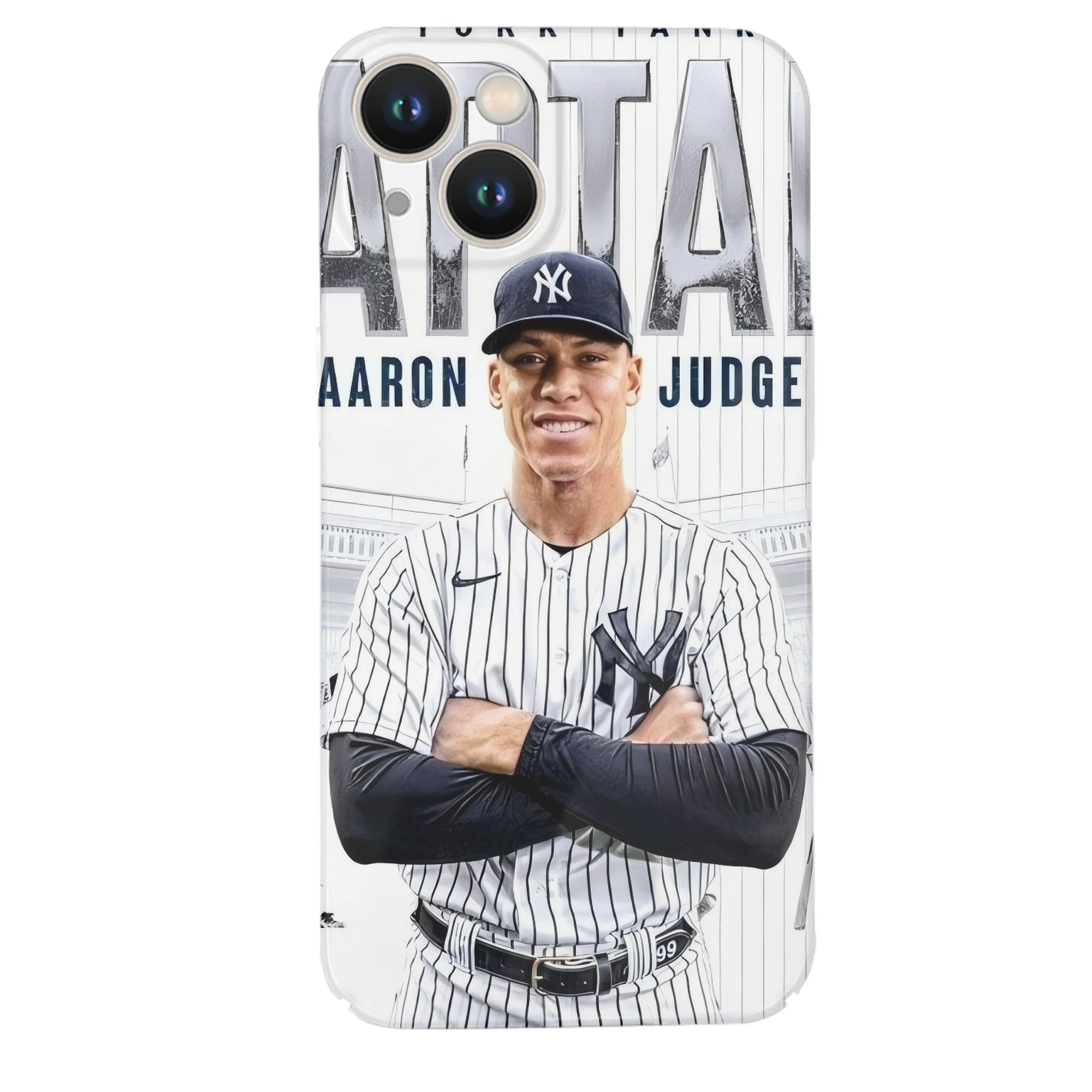 Aaron Judge Yankees Captain IPhone 14 Series Full-Cover Hard Case – Shockproof With Raised Camera Protection – Precise Cutouts, Wireless Charging Compatible – Durable, Anti-Yellowing, Easy To Clean